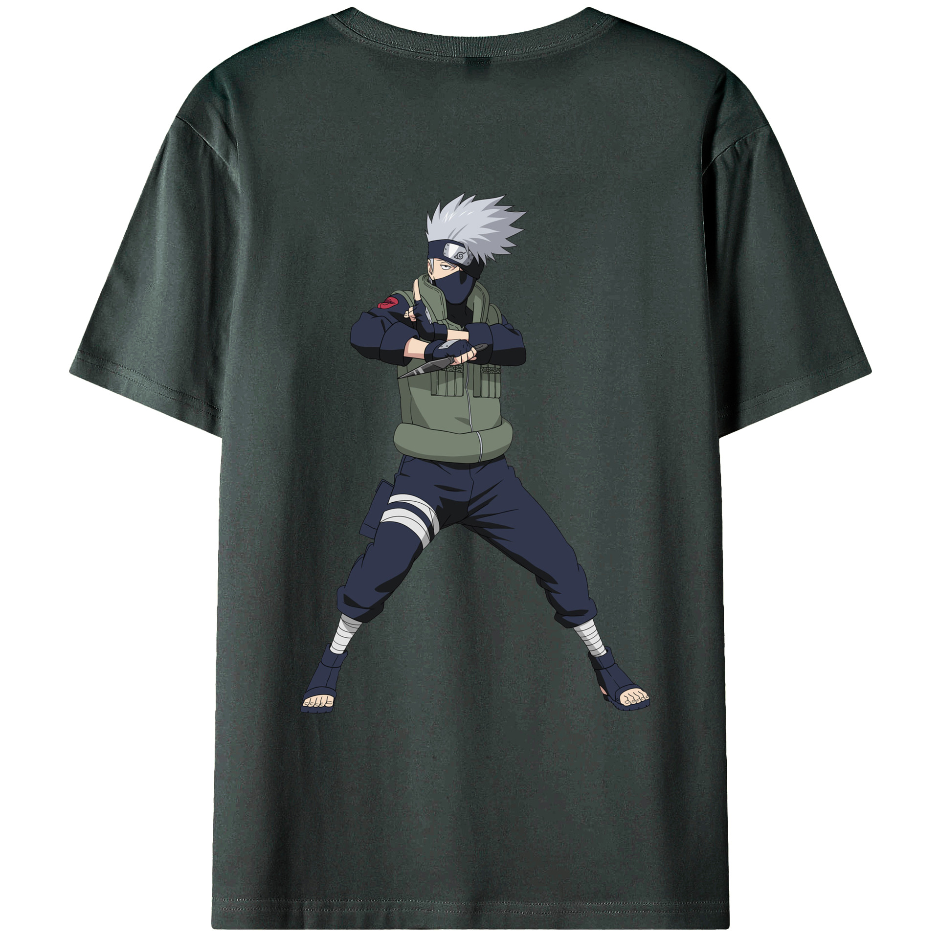 （画像用） NARUTO -ナルト- はたけ カカシ Hatake Kakashi 綿100％ メンズ半袖Tシャツ（バックプリント） 通気性